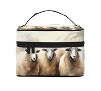 STVYUKL Sheeps Watercolor Makeup Bag For Women,Waterproof Portable Travel Cosmetic Bags Large Capacity Toiletry Bag Top Handle Zipper Makeup Organizer Case