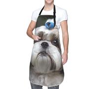 STVYUKL Shih Tzu Dog Cooking Apron With Pockets Waterproof Chef Aprons Unisex Kitchen Bib With Adjustable Neck For Kitchen, Gardening, Cooking, Bbq Or Baking, Black, One size