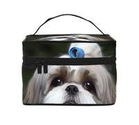 STVYUKL Shih Tzu Dog Makeup Bag For Women,Waterproof Portable Travel Cosmetic Bags Large Capacity Toiletry Bag Top Handle Zipper Makeup Organizer Case