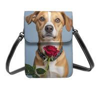 STVYUKL Small Crossbody Bags For Women, Dog Holding A Rose Cell Phone Purse Pu Leather Wallet Bag With Shoulder Strap