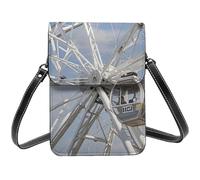 STVYUKL Small Crossbody Bags For Women, Gray Ferris Wheel Cell Phone Purse Pu Leather Wallet Bag With Shoulder Strap