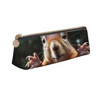 STVYUKL Squirrel Funny Animal Pencil Case Holder,Stylish Pencil Pouch Slim Pen Bag With Zipper,Leather Cosmetic Makeup Pouch Bag For Work Office