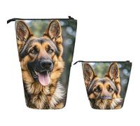 STVYUKL Telescopic Pencil Pouch Bag Pop Up Pencil Case Stand Up Pen Holder German Shepherd Pen Bag Portable Pen Holder Organizer Makeup Bag For Women Men Office Supplies