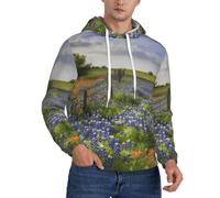 STVYUKL Texas Bluebonnets Scenery Men'S Fleece Hoodies Pullover Casual Long Sleeve Hooded Sweatshirts Drawstring Pullover Hoodie, Black, XL/5XL
