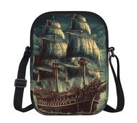 STVYUKL Women Cell Phone Purse Small Crossbody Bags Zipper Sling Purses Travel Shoulder Handbag Nautical Vintage Sailing Pirate Ship Messenger Bag