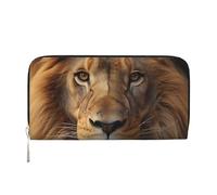 STVYUKL Womens Wallet Zip Around Wallet Pu Leather Phone Clutch Purse African Lion Head Card Holder Organizer, Black, One Size