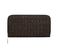STVYUKL Womens Wallet Zip Around Wallet Pu Leather Phone Clutch Purse Ancient Egyptian Hieroglyph Card Holder Organizer, Black, One Size