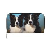 STVYUKL Womens Wallet Zip Around Wallet Pu Leather Phone Clutch Purse Border Collie Card Holder Organizer, Black, One Size