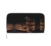 STVYUKL Womens Wallet Zip Around Wallet Pu Leather Phone Clutch Purse Cigar & Whiskey Card Holder Organizer, Black, One Size