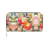 STVYUKL Womens Wallet Zip Around Wallet Pu Leather Phone Clutch Purse Colorful Peach Watercolor Design Card Holder Organizer, Black, One Size