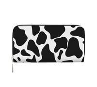 STVYUKL Womens Wallet Zip Around Wallet Pu Leather Phone Clutch Purse Cow Spot Card Holder Organizer, Black, One Size
