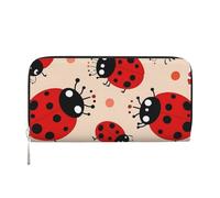 STVYUKL Womens Wallet Zip Around Wallet Pu Leather Phone Clutch Purse Cute Ladybug Card Holder Organizer, Black, One Size