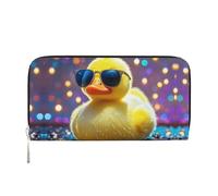 STVYUKL Womens Wallet Zip Around Wallet Pu Leather Phone Clutch Purse Ducky With Sunglasses Card Holder Organizer, Black, One Size