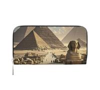 STVYUKL Womens Wallet Zip Around Wallet Pu Leather Phone Clutch Purse Egyptian Pyramids Card Holder Organizer, Black, One Size