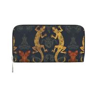 STVYUKL Womens Wallet Zip Around Wallet Pu Leather Phone Clutch Purse Gecko Lizards Card Holder Organizer, Black, One Size