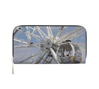 STVYUKL Womens Wallet Zip Around Wallet Pu Leather Phone Clutch Purse Gray Ferris Wheel Card Holder Organizer, Black, One Size