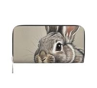 STVYUKL Womens Wallet Zip Around Wallet Pu Leather Phone Clutch Purse Hand Drawn Rabbit Card Holder Organizer, Black, One Size
