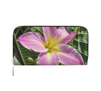 STVYUKL Womens Wallet Zip Around Wallet Pu Leather Phone Clutch Purse Hawaii Tropical Flower Card Holder Organizer, Black, One Size