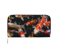 STVYUKL Womens Wallet Zip Around Wallet Pu Leather Phone Clutch Purse Japan Fancy Koi Carp Fishes Card Holder Organizer, Black, One Size
