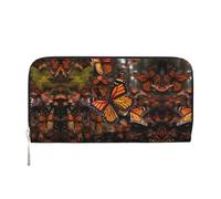 STVYUKL Womens Wallet Zip Around Wallet Pu Leather Phone Clutch Purse Monarch Butterflies Card Holder Organizer, Black, One Size