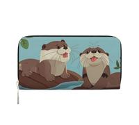 STVYUKL Womens Wallet Zip Around Wallet Pu Leather Phone Clutch Purse Otters Card Holder Organizer, Black, One Size