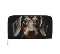 STVYUKL Womens Wallet Zip Around Wallet Pu Leather Phone Clutch Purse Pad Dachshund Card Holder Organizer, Black, One Size