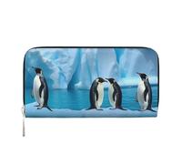 STVYUKL Womens Wallet Zip Around Wallet Pu Leather Phone Clutch Purse Penguins On The Iceberg Card Holder Organizer, Black, One Size