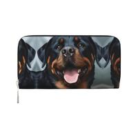 STVYUKL Womens Wallet Zip Around Wallet Pu Leather Phone Clutch Purse Rottweiler Dogs Tongue Head Card Holder Organizer, Black, One Size
