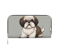 STVYUKL Womens Wallet Zip Around Wallet Pu Leather Phone Clutch Purse Shih Tzu Dog Card Holder Organizer, Black, One Size