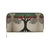 STVYUKL Womens Wallet Zip Around Wallet Pu Leather Phone Clutch Purse Tree Palestinian Flag Card Holder Organizer, Black, One Size