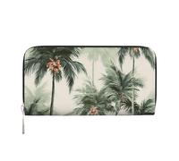 STVYUKL Womens Wallet Zip Around Wallet Pu Leather Phone Clutch Purse Tropical Palm Trees Card Holder Organizer, Black, One Size