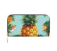 STVYUKL Womens Wallet Zip Around Wallet Pu Leather Phone Clutch Purse Tropical Pineapple Card Holder Organizer, Black, One Size