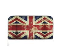 STVYUKL Womens Wallet Zip Around Wallet Pu Leather Phone Clutch Purse Vintage Union Jack British Flag Card Holder Organizer, Black, One Size