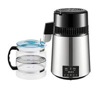 STWBHW 304 Stainless Steel Distilled Water Machine, 4L Water Distiller, Countertop Distilled Water Machine with Glass Container Dual Temperature Display Timer