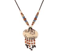 STWTR Bohemian Beaded Necklace Pendant for Women Men Retro Colorful Ceramic Pendant Handmade Ethnic Tribe Boho Jewelry Gift, Ceramic, No Gemstone