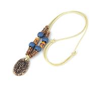 STWTR Bohemian Beaded Necklace Pendant for Women Men Retro Colorful Ceramic Pendant Handmade Ethnic Tribe Boho Jewelry Gift, Ceramic, No Gemstone