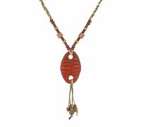 STWTR Bohemian Beaded Necklace Pendant for Women Men Retro Colorful Ceramic Pendant Handmade Ethnic Tribe Boho Jewelry Gift, Ceramic, No Gemstone