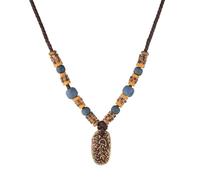 STWTR Bohemian Beaded Necklace Pendant for Women Men Retro Colorful Ceramic Pendant Handmade Ethnic Tribe Boho Jewelry Gift, Ceramic, No Gemstone