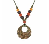 STWTR Bohemian Beaded Necklace Pendant for Women Men Retro Colorful Ceramic Round Pendant Handmade Ethnic Tribe Boho Jewelry Gift, Ceramic, No Gemstone
