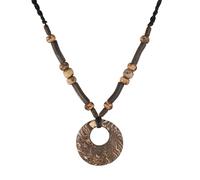 STWTR Bohemian Beaded Necklace Pendant for Women Men Retro Colorful Ceramic Round Pendant Handmade Ethnic Tribe Boho Jewelry Gift, Ceramic, No Gemstone
