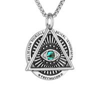 STWTR Full Sight Eye Retro Men's Pendant Personalized Hip Hop Stainless Steel Necklace God's Eye Round Pendant