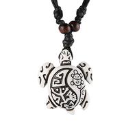 STWTR Hawaiian Turtle Pendant Necklace Men Women - Adjustable Rope Surfer Necklace Handmade Necklace, Plastic, No Gemstone