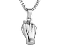 STWTR Hip Hop Retro Iron Fist Pendant Stainless Steel Personalized Pendant With 23.6 Inches And 1.96 Extension Chain, Stainless Steel, No Gemstone