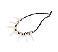 STWTR Jungle Caveman Prehistoric Bone Necklace - Adjustable Costume Accessory for Cosplay, Halloween, Tribal Party, Resin, No Gemstone