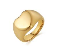 STWTR Ladies' Love Stainless Steel Ring Eternal Love Heart Classic Simple Stamp Wedding Promise Anniversary Commemorative Ring, 4 UK, Metal, No Gemstone
