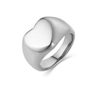 STWTR Ladies' Love Stainless Steel Ring Eternal Love Heart Classic Simple Stamp Wedding Promise Anniversary Commemorative Ring, 4 UK, Metal, No Gemstone
