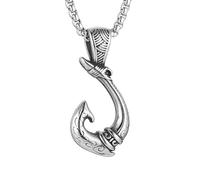 STWTR Men's and Women's fishhook Necklace Stainless Steel Hawaiian Maui Fishhook Necklace Father's Day Hawaiian Jewelry Gift, Stainless Steel, No Gemstone