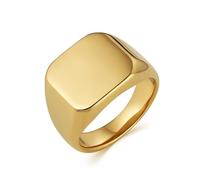 STWTR Men'S Stainless Steel Square Stamp Ring With Retro Style, Geometric Pattern Men'S Ring, 8 UK, Metal, No Gemstone
