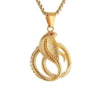 STWTR Stainless Steel Animal Snake Pendant Chain Gothic Jewelry Men's Vintage Necklace, Stainless Steel, No Gemstone