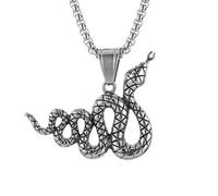 STWTR Stainless Steel Animal Snake Pendant Chain Gothic Jewelry Men's Vintage Necklace, Stainless Steel, No Gemstone